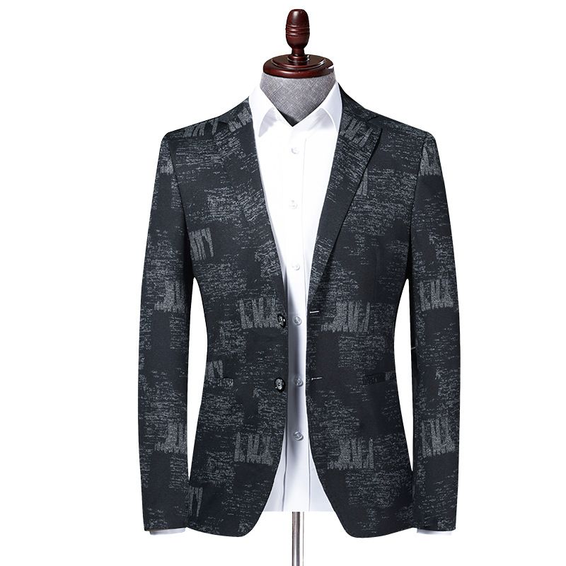 Blazer Herre Color Block Slim Casual To Knapper - Svart