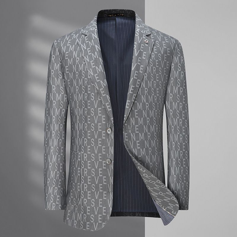 Blazer Herre Single Breasted To Knapper Casual Stripe Elastic Stor Størrelse