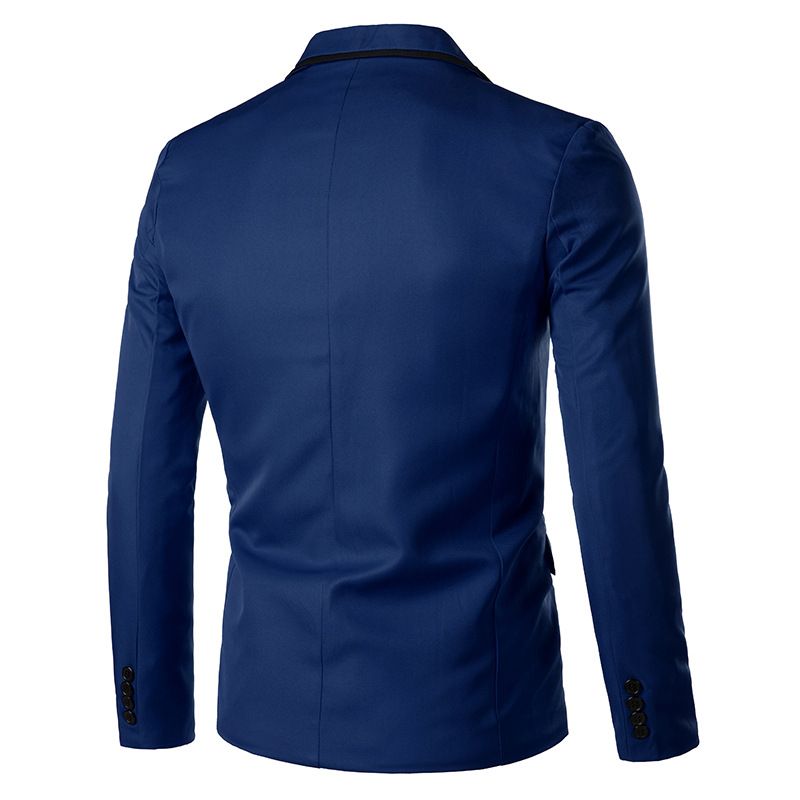 Blazer Herre Sportsjakke Slim Én Knapp Flat Collar Flap Lommer - Blå