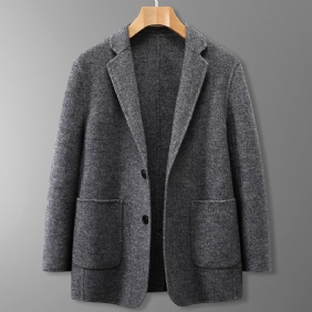 Blazer Herre Sportsjakke Ull Løs Flat Krage Patch Lomme To Knapper