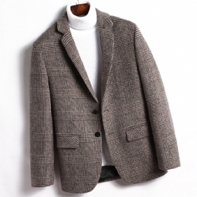 Blazer Sport Frakk Høst / Vinter Ull Plaid To Knapper