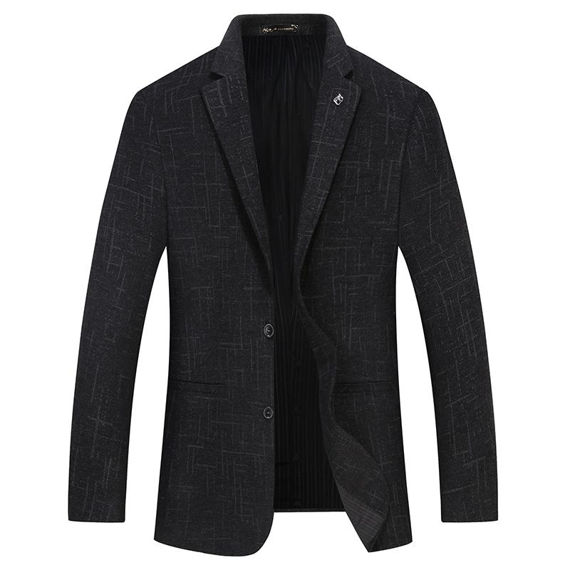 Blazer Sportsfrakk For Menn Pluss Størrelse Rutete Stripemønster Med To Knapper Innsatt Lomme Flat Krage - Svart / Grå