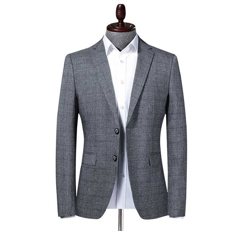 Blazer Sportsfrakk For Menn Rutet Slim Business Moderne To Knapper - Grå