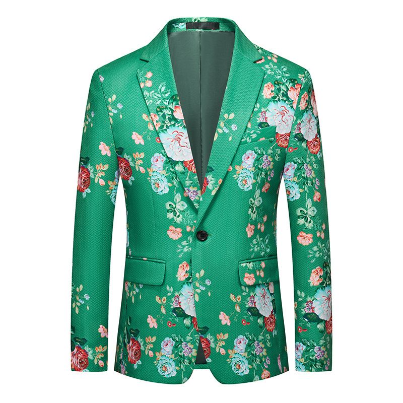 Blazer Sportsfrakk For Menn Slank 3d Blomstermønster Rosemønster Med Én Knapper Flat Krage Klafflommer