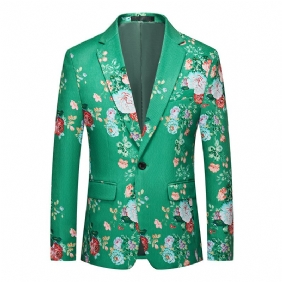 Blazer Sportsfrakk For Menn Slank 3d Blomstermønster Rosemønster Med Én Knapper Flat Krage Klafflommer