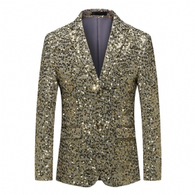 Blazer Sportsfrakk For Menn Slank Individuality Paljett To Knapper Klapplommer Flat Krage