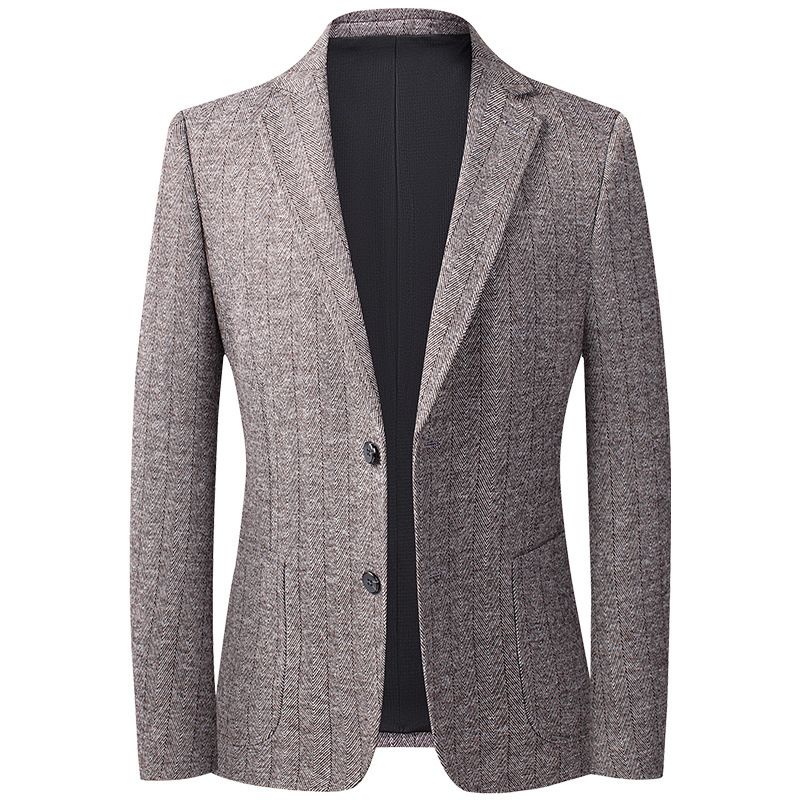 Blazer Sportsfrakk For Menn Strikket Ull Slank Uformelt To Knapper