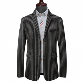 Blazer Sportsfrakk For Menn Stripe Høst / Vinter Flat Krage Klafflommer To Knapper