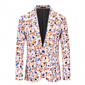 Blomstermønster Herre Blazer Sport Frakk Ødelagte Blomster Mønster Enknapper Flat Krage Slank