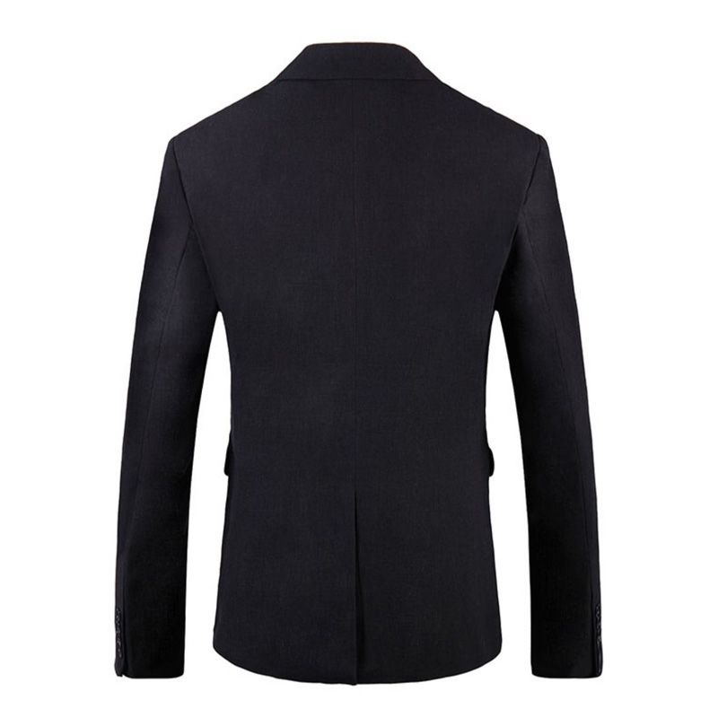 Ekstra Stor Blazer Sportsfrakk For Menn Enkeltspent To Knapper Ensfarget Klaff Sett Inn Lomme Flat Krage - Svart