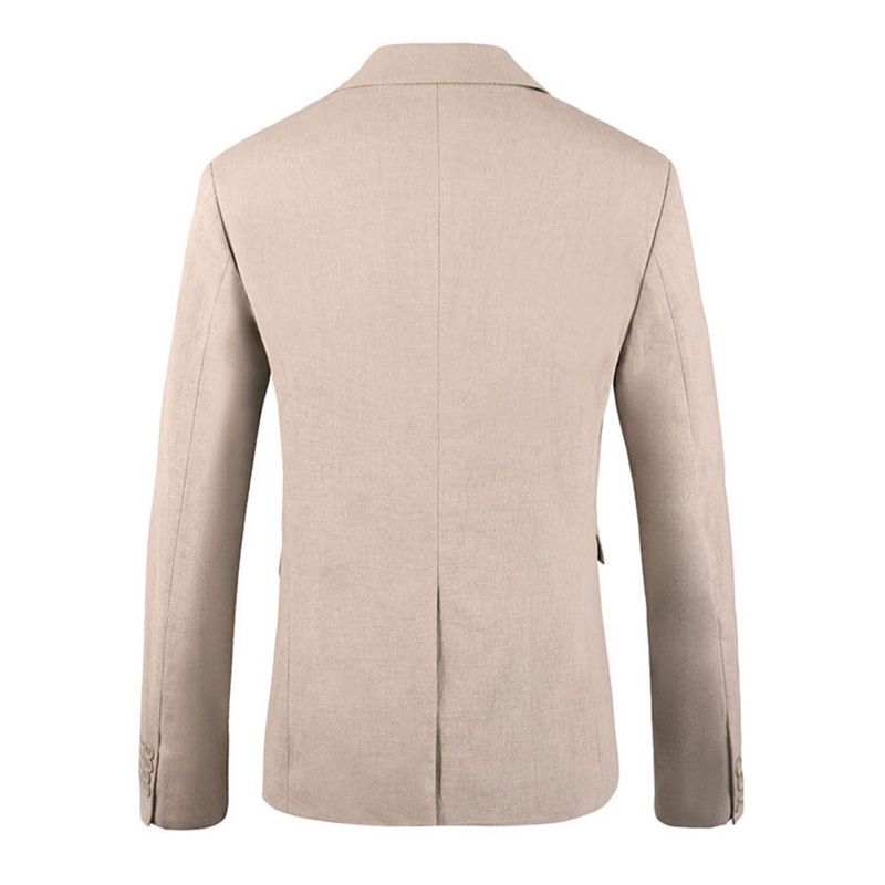 Ekstra Stor Blazer Sportsfrakk For Menn Enkeltspent To Knapper Ensfarget Klaff Sett Inn Lomme Flat Krage - Kaki