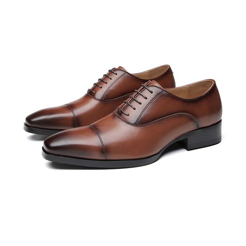 Formelle Menns Sko Oxford Cap Toe Leather