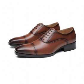 Formelle Menns Sko Oxford Cap Toe Leather