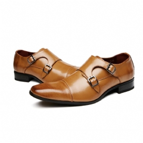 Formelle Sko For Menn Spenne Monk Cow Leather Chiseled Toe