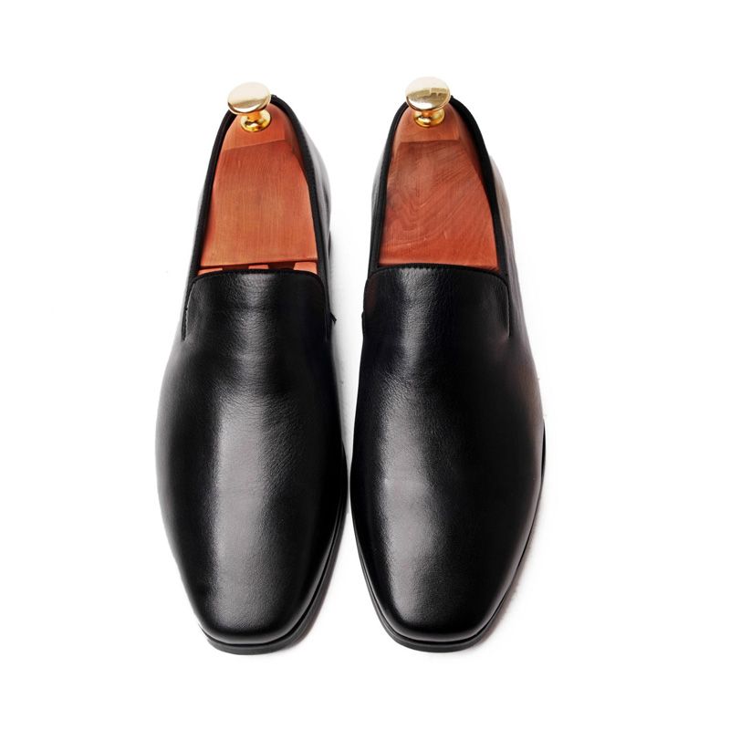 Kjole For Menn Sko Cow Leather Moccasin Loafer Bryllup - Svart