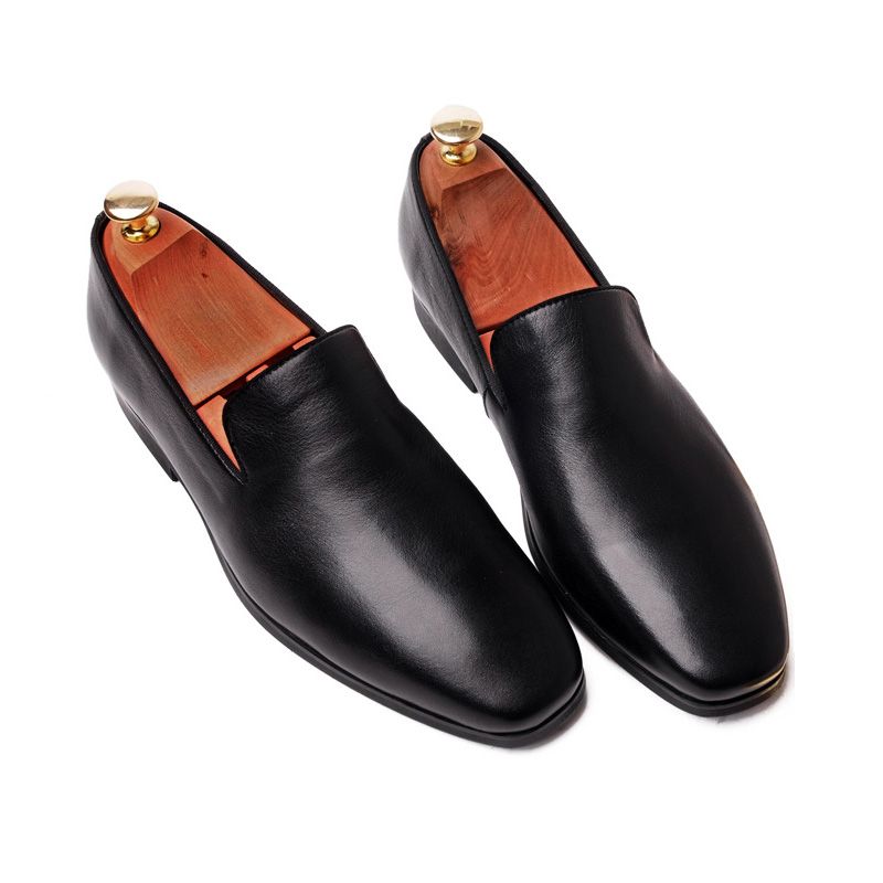 Kjole For Menn Sko Cow Leather Moccasin Loafer Bryllup - Svart