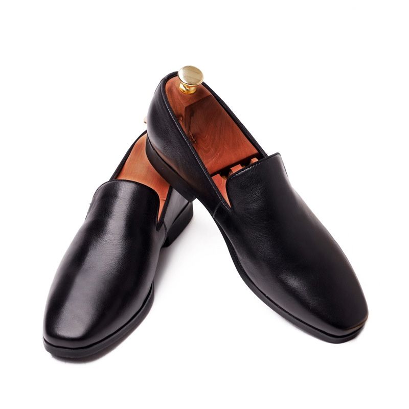 Kjole For Menn Sko Cow Leather Moccasin Loafer Bryllup - Svart