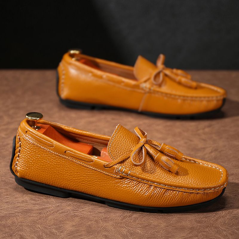 Loafers For Menn Moccasin Tassel Cow Leather - Gul