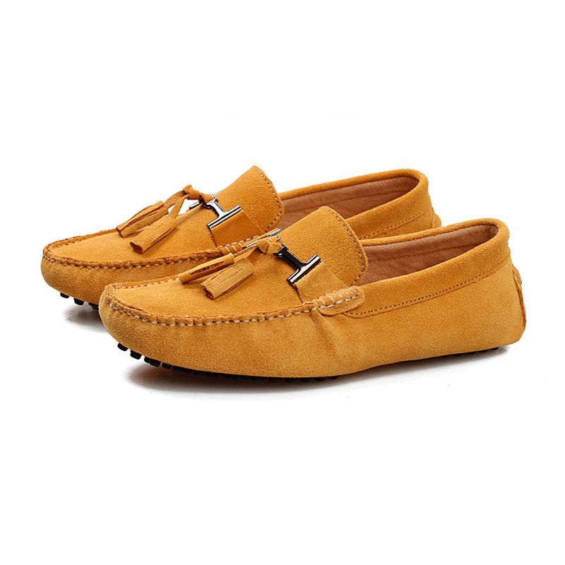 Moccasin Loafer For Menn Kjøresko Dusk Semsket Skinn - Gul