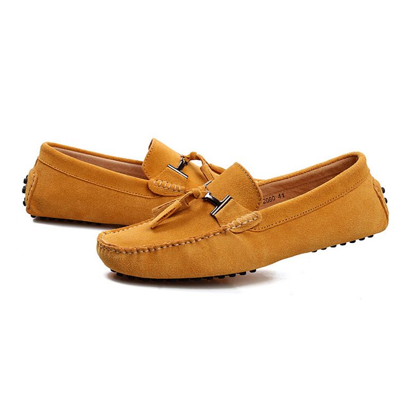 Moccasin Loafer For Menn Kjøresko Dusk Semsket Skinn - Gul