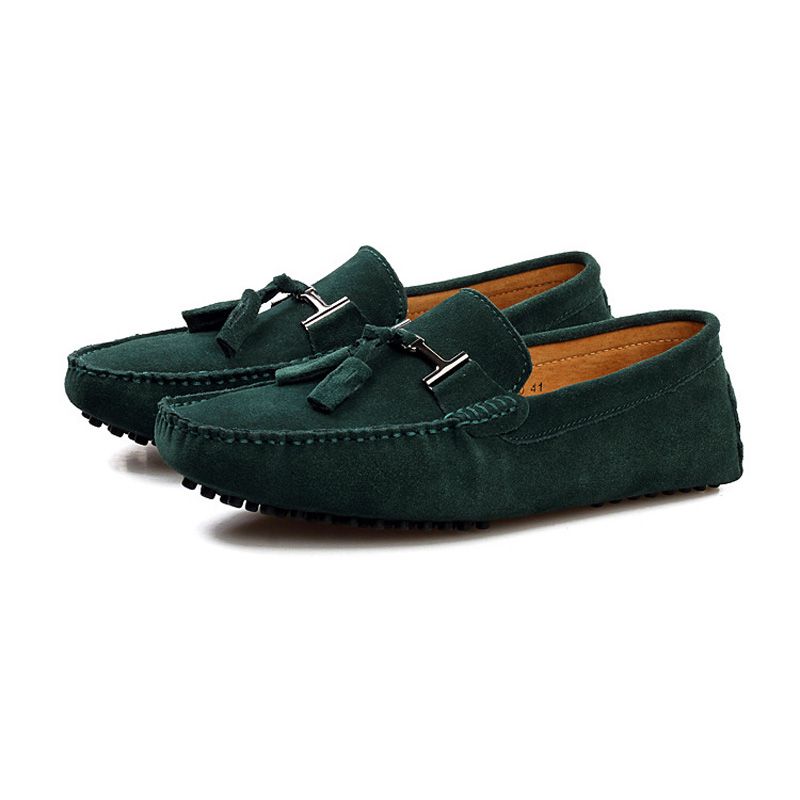 Moccasin Loafer For Menn Kjøresko Dusk Semsket Skinn - Grønn