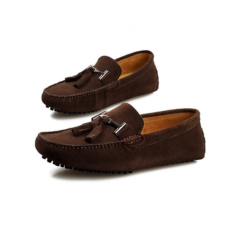 Moccasin Loafer For Menn Kjøresko Dusk Semsket Skinn - Grønn