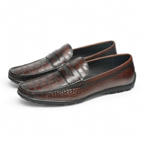 Moccasin Loafer Kuskinn Krokodillemønster For Menn