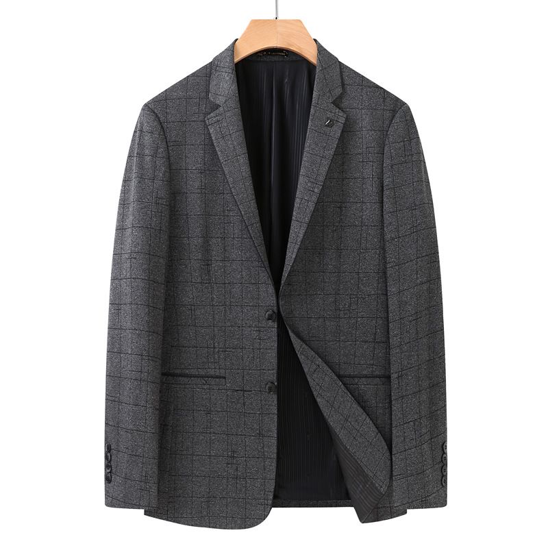 Store Og Høye Blazer Sportsfrakk For Menn Løs To Knapper Innsatt Lomme Flat Krage Pledd