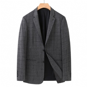 Store Og Høye Blazer Sportsfrakk For Menn Løs To Knapper Innsatt Lomme Flat Krage Pledd